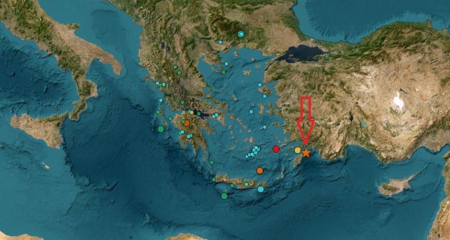 Μεταμεσονύκτιος σεισμός 5,8 Ρίχτερ κοντά Ρόδο - Μεγάλο το εστιακό βάθος του