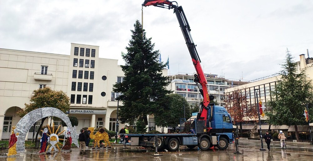 Ηρθε το Χριστουγεννιάτικο έλατο στην κεντρική πλατεία Καρδίτσας