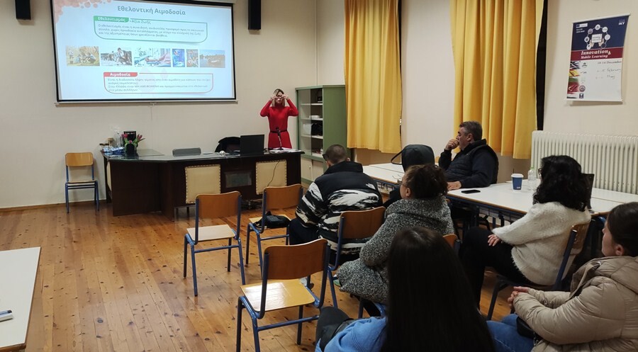 Eνημερωτική δράση για την εθελοντική αιμοδοσία στο Εσπερινό Γυμνάσιο με Λυκειακές Τάξεις Καρδίτσας