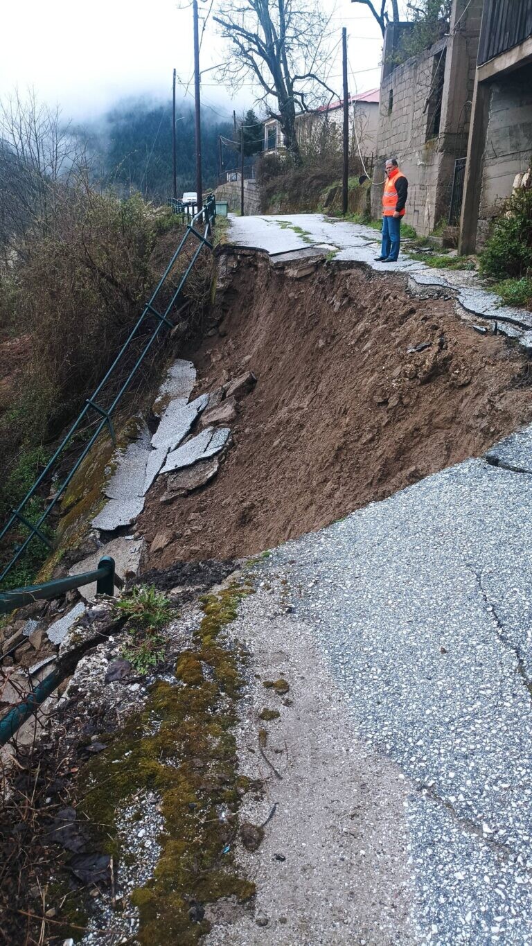 Κατολισθήσεις στη Φυλακτή από την κακοκαιρία Erminio (ΦΩΤΟ)