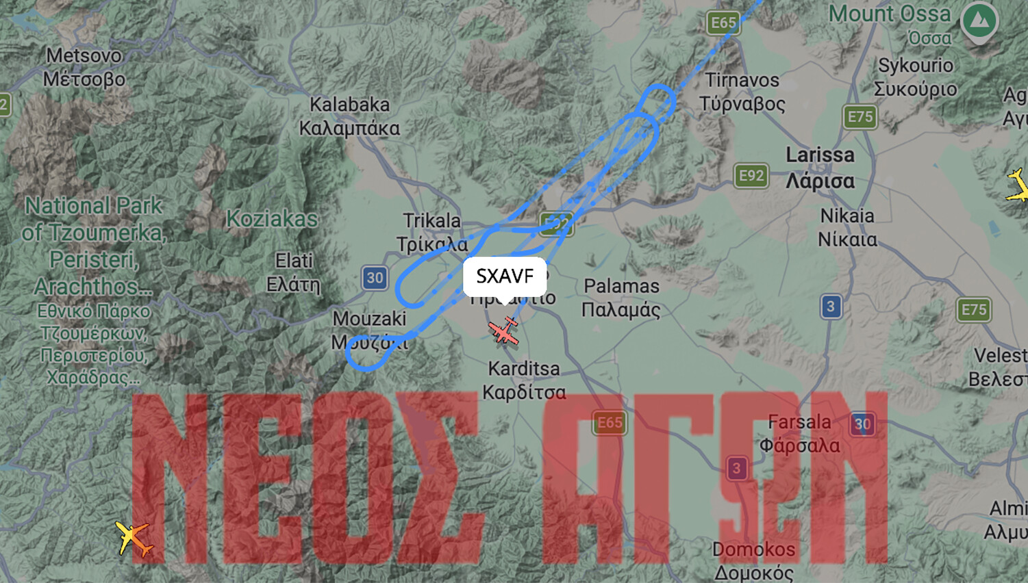 Πτήση αντιχαλαζικής προστασίας στον ουρανό της Καρδίτσας
