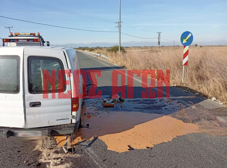 Ανατροπή ΙΧ έξω από τη Συκεώνα,  γέμισε σπασμένα αυγά το οδόστρωμα (ΦΩΤΟ)
